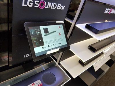 LG sound bar demo touch kiosk